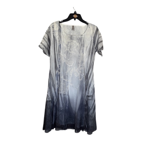 Miss Nikki Dresses & Skirts - Miss Nikky Dress Womens Size Mediu Grey Chiffon Goth Boho Hippie Short Sleeve